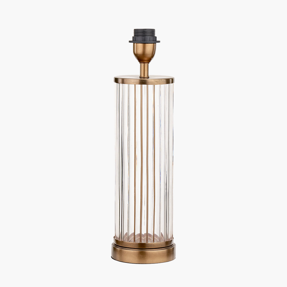 Ciara Clear Glass & Antique Brass Metal Table Lamp - Base Only